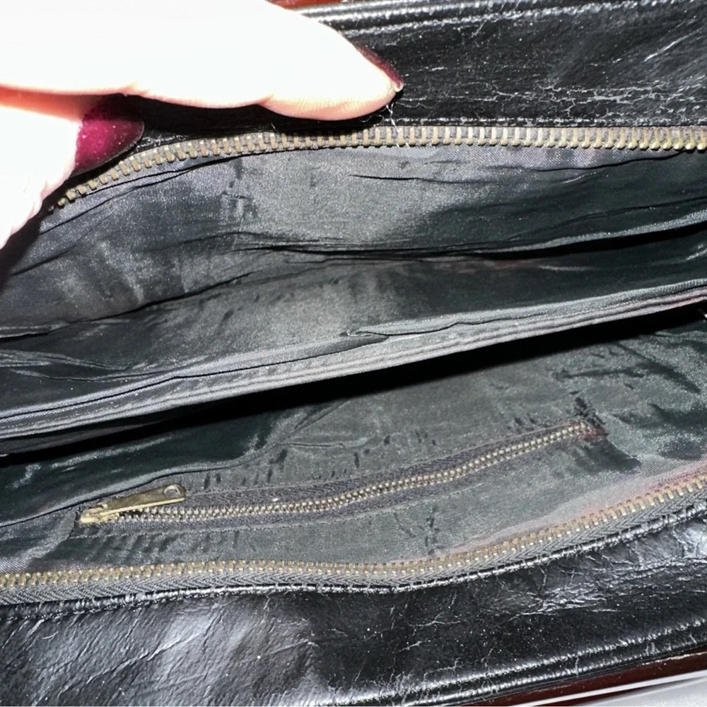 NARS Black Leather Clutch with Amber Lucite Handles